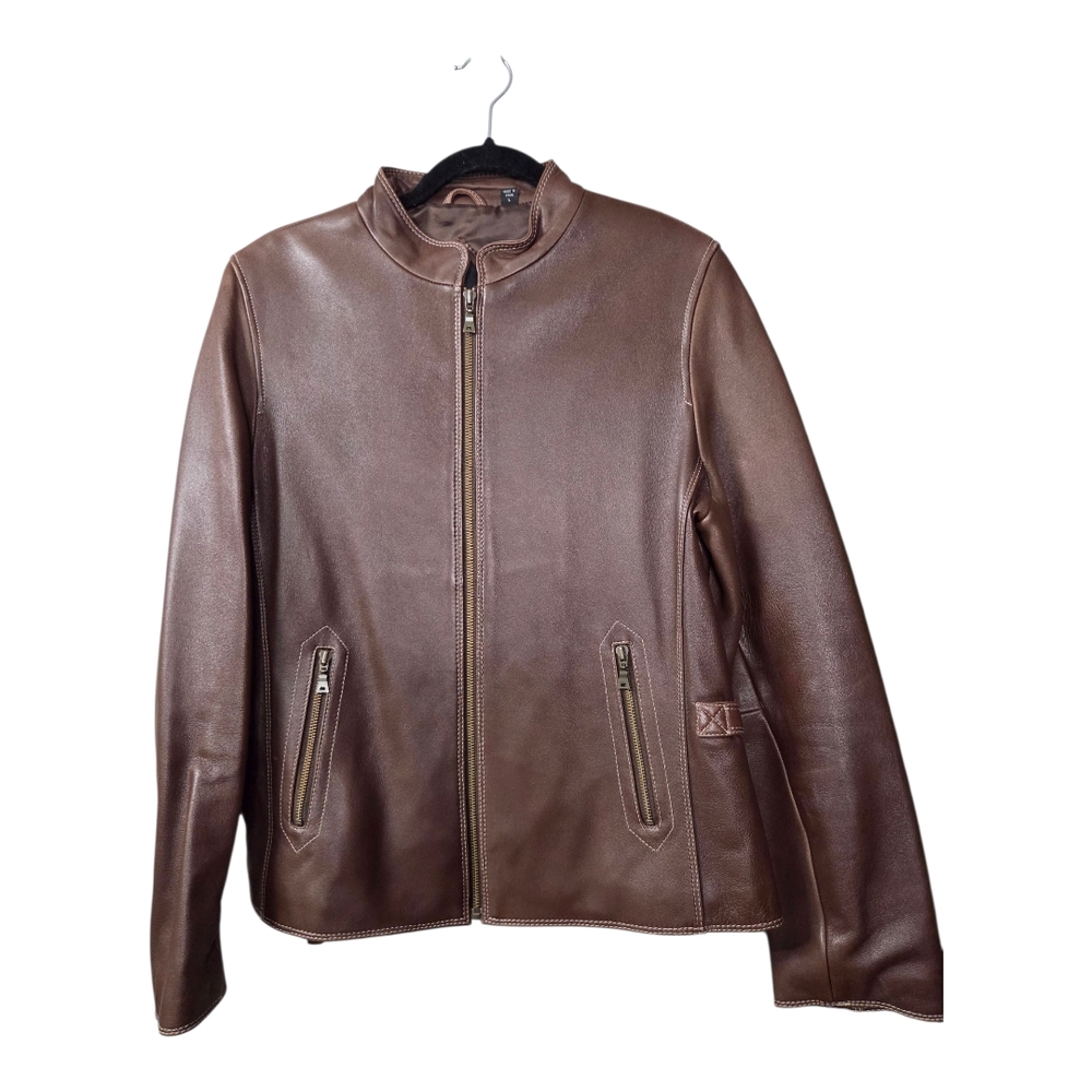Tibor Womens Brown Leather Jacket SZ L